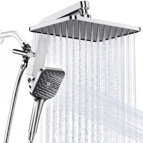 KOSNEW 12-Inch XXL Rainfall Shower Head & Handheld Combo - Chrome Polished