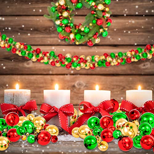 Whaline 6ft Red Green Gold Shatterproof Christmas Ball Garland 81-Piece Indoor/Outdoor