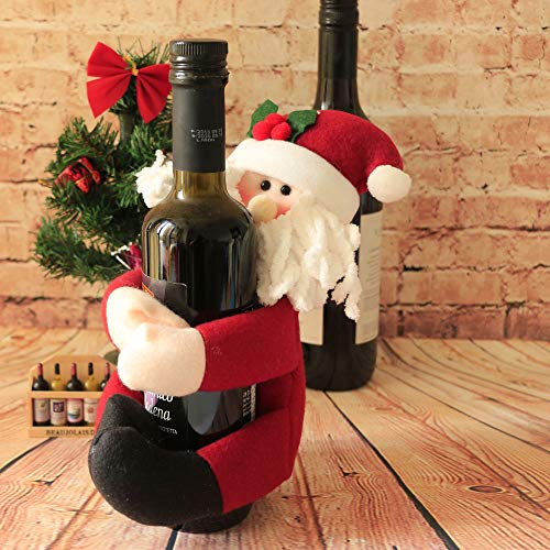 VANTATY 2-Pack Christmas Santa & Snowman Wine Bottle Covers - Festive Holiday Decor & Gifts