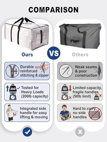 Heavy Duty Moving Storage Bags - 200lb Support, Water-Resistant, 12 Pack - Semi-Transparent
