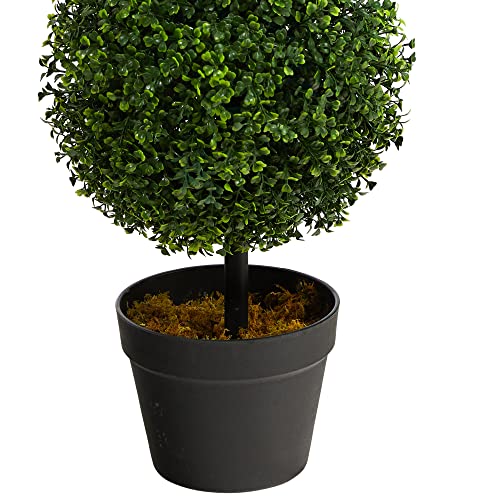 3ft Artificial Boxwood Topiary Tree with Pot - Green, Triple Ball Design