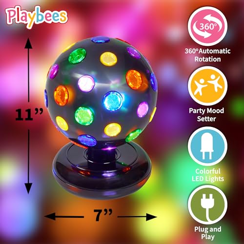 Playbees 11-Inch Rotating LED Disco Ball Light for Parties & Home Decor