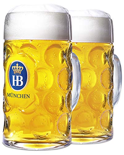 1L Dimpled Beer Stein Set of 2 - Authentic German Hofbrauhaus Munchen