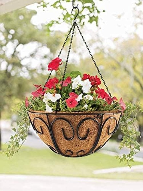 Butterfly Shape | 2 Pack Metal Hanging Planter Baskets - Round Wire Holders with Coco Coir Liners for Indoor/Outdoor Garden Decor