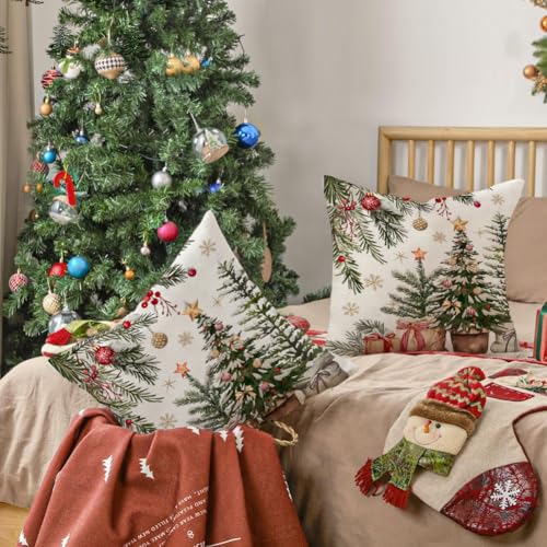 ARGOOFG Christmas Trees Pillow Covers 18 x 18 green, Pack of 2