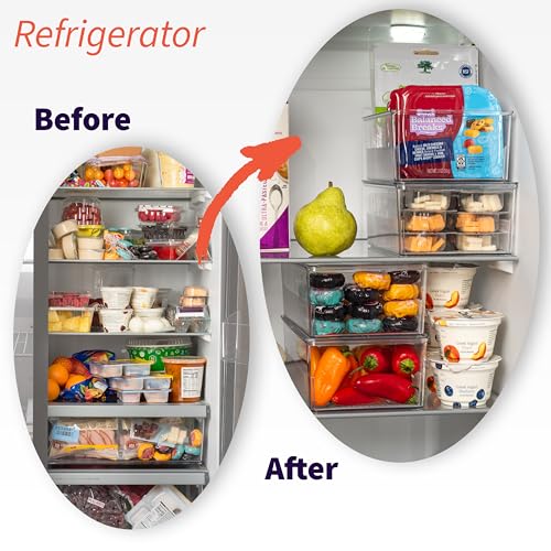 ClearSpace 10x6x3 Inch Pantry Storage Bins with Removable Dividers - 4 Pack