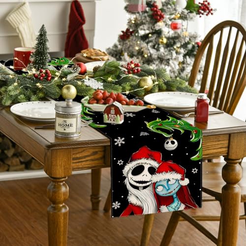 Black Christmas Table Runner 13x48 Inches Holiday Home Decor