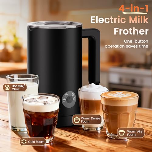 Kourice 4-in-1 Electric Milk Frother & Steamer - Light Black