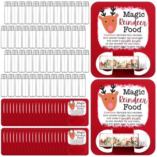 Kigeli Red 96 Pcs Christmas Reindeer Food Glass Jars & Gift Set - Festive Holiday Fun
