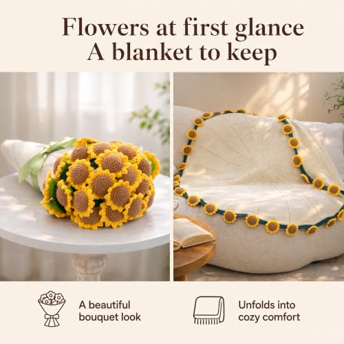 Sunflower Bloom Cozy Blanket Gift Set for Women - Encouragement & Self Care