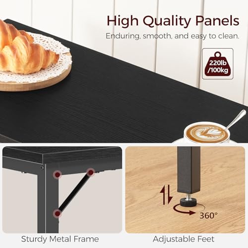 MAHANCRIS Black Narrow Bar Table 63-Inch Connectable Pub & Dining Table