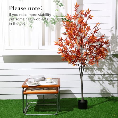 Daifunli 2 Pack 5ft Artificial Maple Trees for Fall Decor with Autumn Leaves