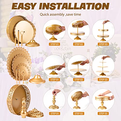 8-Piece Gold Cake Stand Set for Dessert Table - Wedding, Baby Shower, Birthday