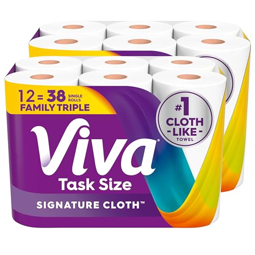 12 Pack Viva Signature Cloth Paper Towels - 141 Sheets per Roll, Family Triple Rolls