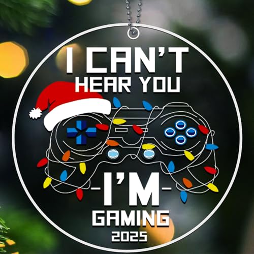 Video Game Christmas Ornaments 2025, Gaming Ornaments for Christmas Tree, Cool Acrylic Game Controller Ornament - I Can't Hear You I'm Gaming 2025