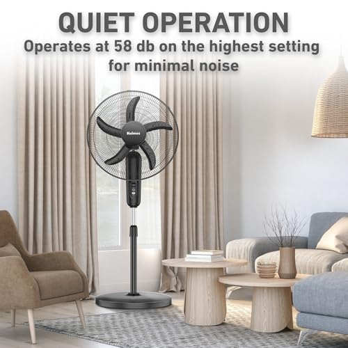 Large 18-Inch Oscillating Stand Fan - 3-Speed Adjustable Height & Tilt