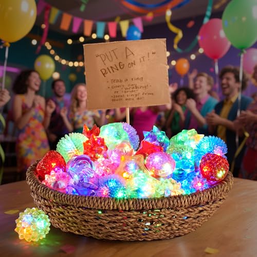 Glow in the Dark LED Ring Set - 300 Bulk Party Favors for Kids & Adults