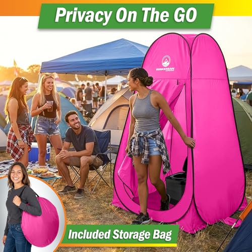 Pink Pop Up Privacy Shower Tent with Carry Bag - Camping, Beach, Tailgate