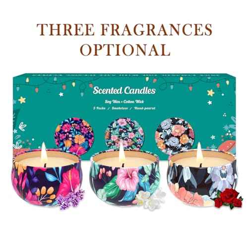 3 Pack Scented Candles Gift, 2.5 oz Aromatherapy Candles for Home Scented, Natural Soy Candles Stress Relief Gift for Women, Portable Small Jar Candles Set Gifts for Christmas, Birthday, Mother's Day