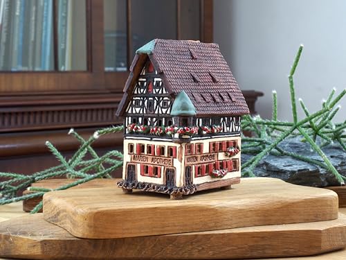 Midene Ceramic Village Collection: Hand-Painted Rothenburg House Incense Holder