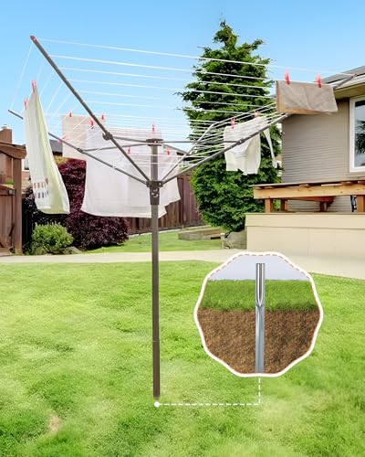 Storage Maniac 12-Line Outdoor Umbrella Clothesline Dryer Rack, 164ft Capacity