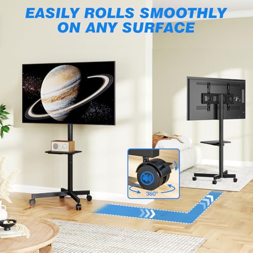 Rfiver Rolling TV Stand with Shelf for 23-65 inch TVs up to 88lbs