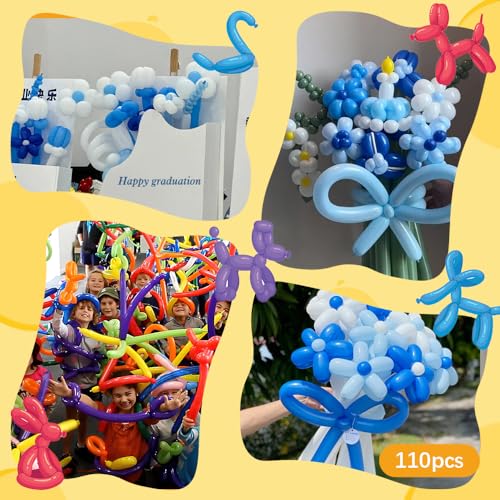 260 110PCS Light Blue Long Balloons for Tying Balloon Arch Animal Balloons Christmas Gifts Shiny Thick Latex Twisting Balloon for Modeling Magic Birthday Decorations Party Supply Baby Shower Wedding