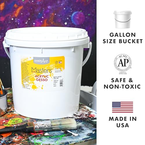 Handy Art Little Masters White Gesso - 128 Fl Oz Gallon Acrylic Primer for Artists & Students - Bulk Art Supplies