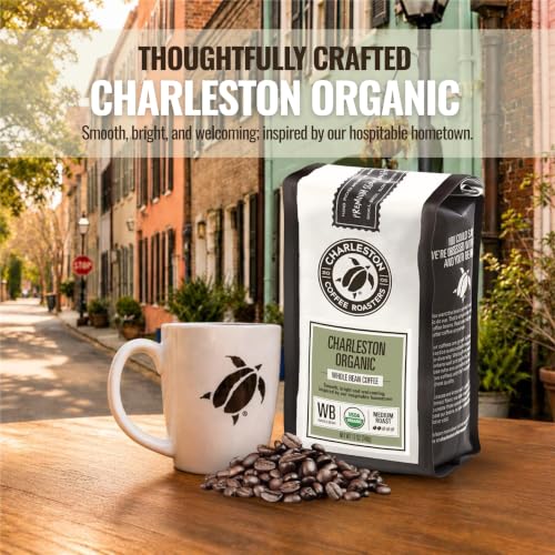 Organic Whole Bean Coffee - Charleston Medium Roast 12oz Pack of 6 - Hand Picked & Slow Roasted