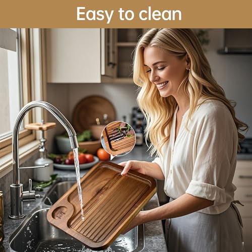 4 pcs Acacia Wood Steak Plates - Carnivore Meat Cutting & Serving Boards