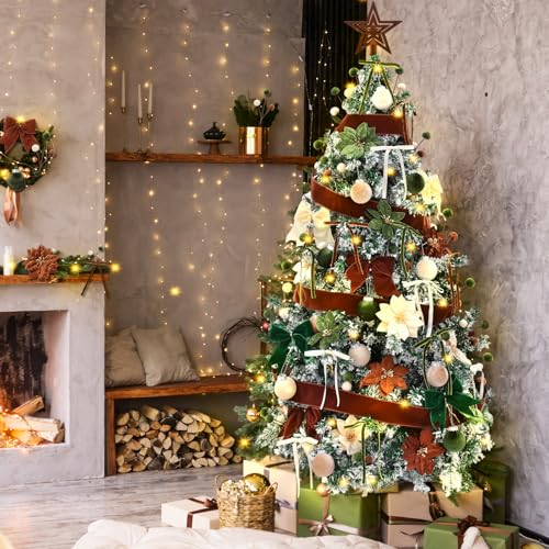 Hungdao 57 Pcs Christmas Velvet Ornament Kit 12 2.4" Balls 24 4.7"