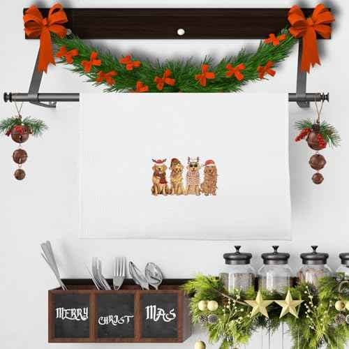 Golden Retriever Waffle Decorative Dish Towels - Golden Retriever Gifts, Hand Tea Towels, Women's Gifts, 16x24 Inches