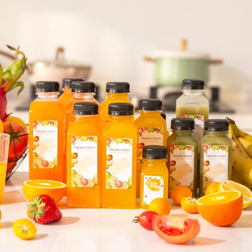 12oz Reusable Juice Bottles with Caps & Accessories - Durable Food-Grade PET, Pack of 45