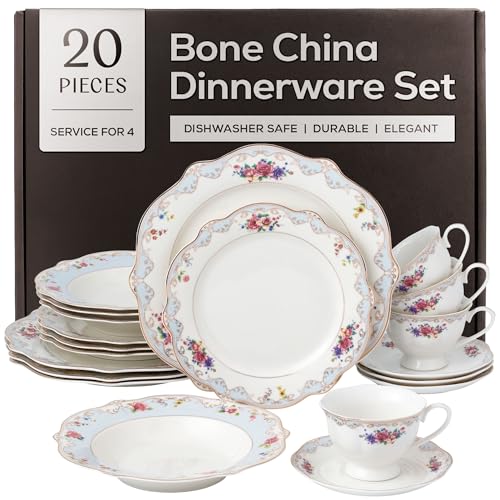 Joseph Sedgh Collection Romantic Bloom Bone China Dinnerware Set - 20 Piece Service for 4