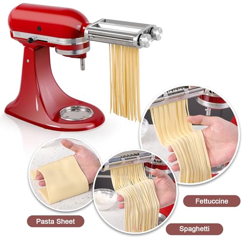 KitchenAid Pasta Maker Attachment 3-in-1 Metal Roller & Cutter for Fresh Homemade Pasta