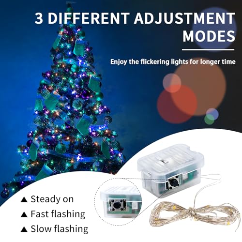 12 Pack Fairy Lights 7Ft 20 LED Twinkle String Lights 3 Modes Battery Operated Waterproof Firefly Starry for Mason Jar Party Wedding Christmas Valentines Day Table Centerpieces,Multicolor