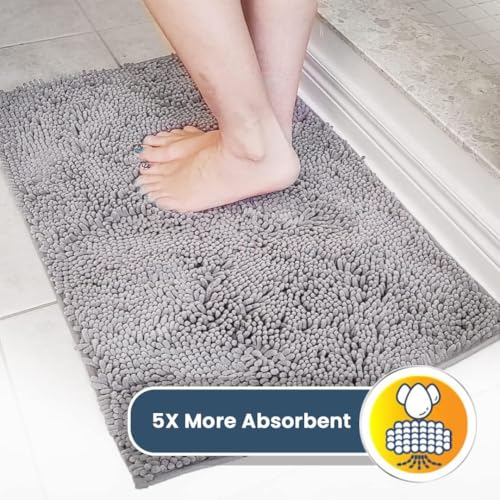 Muddy Mat Waterproof Indoor Door Mat 24x72 Grey Microfiber Absorbent Rug
