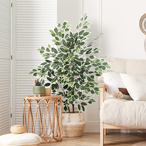 4 FT Artificial Ficus Tree with Pot - Lifelike Indoor/Outdoor Faux Plant