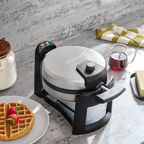 New Cuisinart Single Flip Belgian Waffle Maker - Nonstick, Stainless Steel, 1-Inch Thick