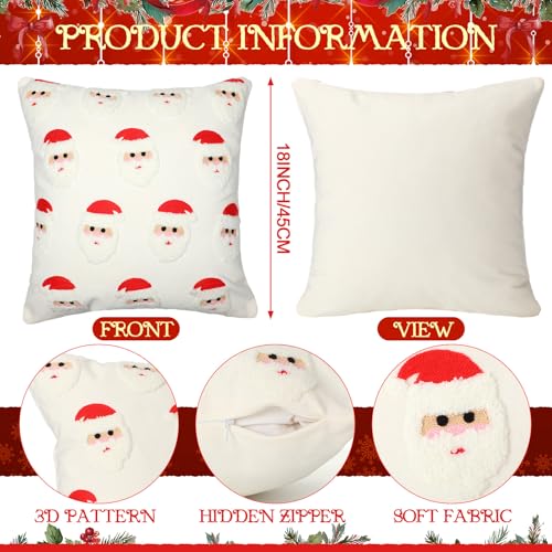 Hahafelt Santa Pillow Covers 18x18 Set of 2 – Handmade Santa Claus Embroidered Christmas Throw