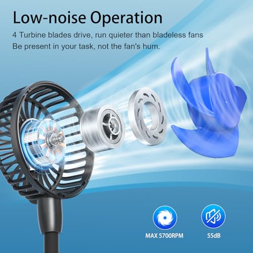 Portable Neck Fan with 10000mAh Battery - Hands-Free Cooling, 48H Runtime, Adjustable Wind, Black