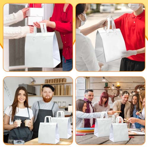 Hushee White Insulated Takeout Bags Bulk Pack 200 - Food Delivery & Catering