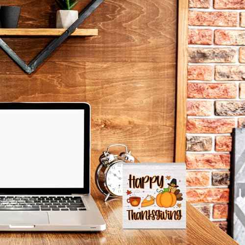 Thanksgiving Decorations Home Farmhouse Decor, Fall Autumn Harvest Pumpkin Retro Wooden Box Sign Kitchen Living Room Office Decor Desk Table Shelf Accessories, Thank You Gifts