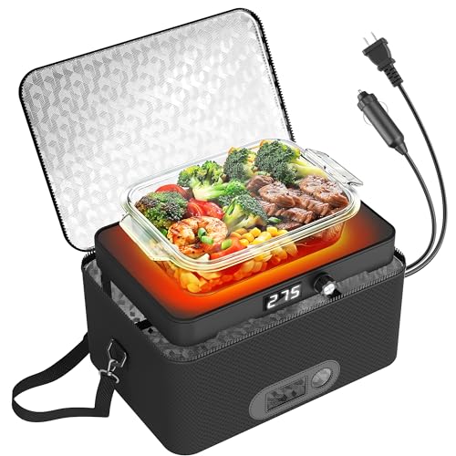 Portable Mini Oven for Car & Home - 12V/24V/110V-240V Food Warmer with Digital Temp Control - Black