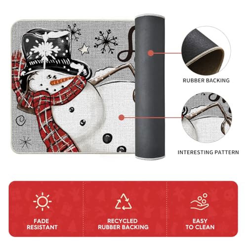 Artoid Mode Grey Snowman Christmas Kitchen Rugs Set of 2 17x29 & 17x47 Inches Seasonal Home Decor