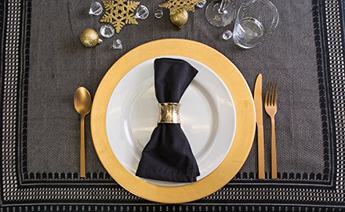 DII Hammered Gold Decorative Napkin Ring Set, 12 Count