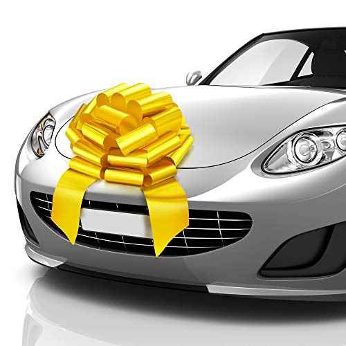 Mifflin-USA - Big Car Bow - Matte Yellow, 18 Inch - Giant Gift Bow for Birthday, Christmas - Huge Car D?cor
