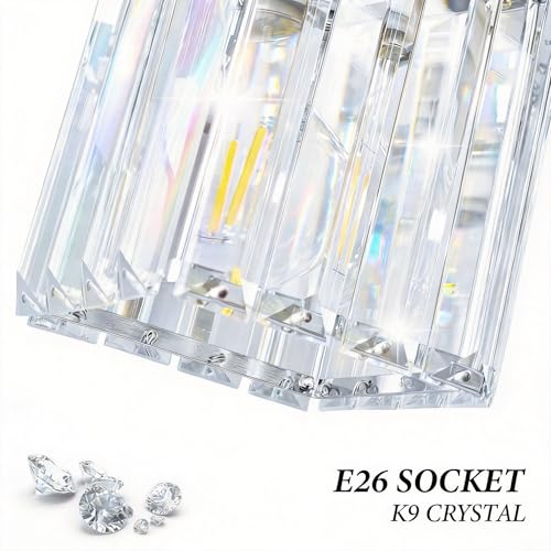 LKHF Chrome-Square Shade 4-Light Crystal Bathroom Vanity Light Fixture