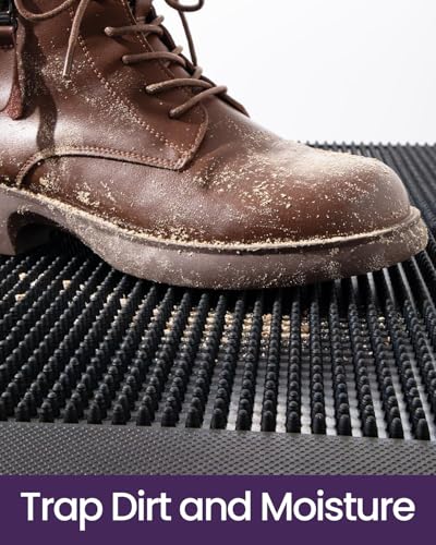 Heavy Duty Rubber Door Mat 36x48 Inch Black Cone Nubs Outdoor Entrance - Waterproof & Non-Slip