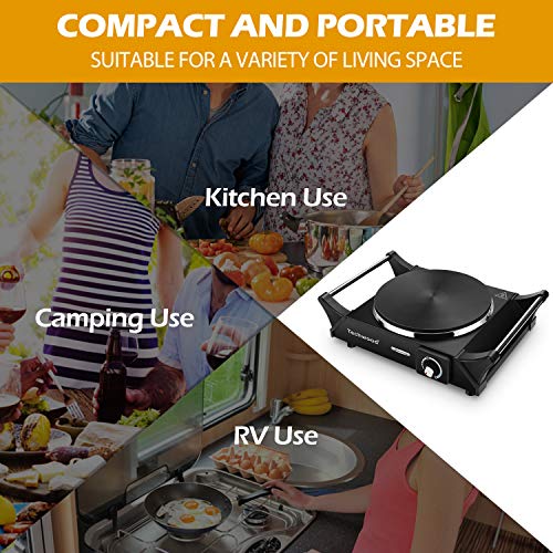 Black Techwood 1500W Portable Electric Hot Plate with Adjustable Temperature